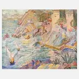 G. von Lutzau, Südliche Landschaft, Öl auf Leinwand