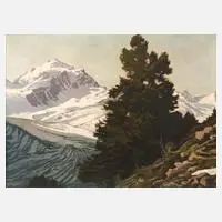 K. Mettner, Kiefer im Gebirge, Öl auf Leinwand
