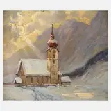 Hans Münnich, "Winterabend", Öl auf Pappe
