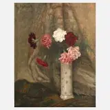 Léon Noireaut, Nelkenstillleben, Öl auf Sperrholz