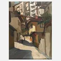 Nikola Tanev, Straße in Tirnova, Öl auf Leinwand