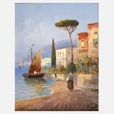 Pietro Toretti, Mediterrane Landschaft, Öl auf Leinwand