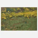 August Trümper, Gartenecke, Öl auf fester Pappe