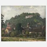 H. Wilhelm, Ländliche Kleinstadt, Öl auf Leinwand