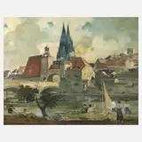Max Wissner, Ansicht Regensburg, Öl auf Hartfaserplatte