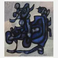 Karl Ortelt, Komposition in Blau, Tempera