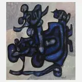 Karl Ortelt, Komposition in Blau, Tempera