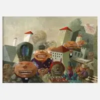 U. Stein, Die Lacher, Acryl auf Leinwand