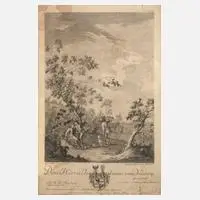 Johann Balzer, Jagdszene nach Norbert Grund, Kupferstich auf Bütten