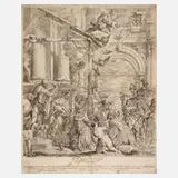 Carlo Sacchi, "Die Anbetung der Könige", Radierung
