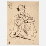 Paul Cézanne, Portrait Armand Guillaumin, Radierung mit leichtem Plattenton auf schwachem Bütten mit Wasserzeichen "Van Gelder Zon