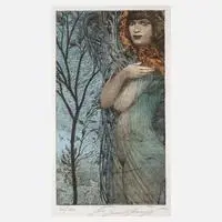 Ernst Fuchs, "Negligé", aquarellierte
