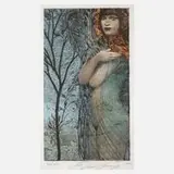 Ernst Fuchs, "Negligé", aquarellierte