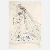 "Les Amours De Cassandre" by Salvador Dalí, Radierung mit Gold und Blau überarbeitet auf Japanpapier, sold Mar 2026