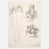 Frauenpaar by Salvador Dalí, Radierung auf Büttenkarton, sold Mar 2026