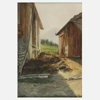 Minna Bartels, Tiroler Bauernhof, 1898, Tempera auf Karton