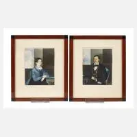 Anton Psenner, Paar Portraits, 1845, Aquarell und Deckfarben auf Papier