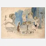 Bele Bachem, "Der Sonntagslöwenbraten ...", Tuschefeder und Aquarell