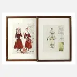 Bele Bachem, Paar Modeentwürfe, Tusche und Aquarell auf Papier