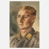 Kurt Bunge, Soldatenbildnis, Aquarell und etwas Deckweiß