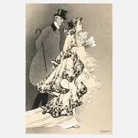 Walther Caspari, Elegantes Paar, Tusche