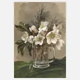 D. E. Compton, "Christrosen", Mischtechnik auf leichtem Karton