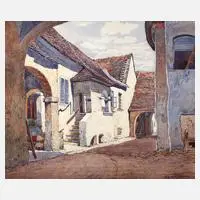 Albert Kollmann, "Hof in Rust", Mischtechnik