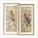Friedrich Reimann, Eichelhäher und Gimpel im Winter, Aquarelle über Bleistiftvorzeichnungen