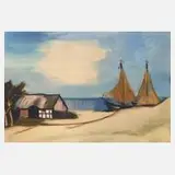 Hermann Teuber, Sommer am Meer, Aquarell auf leichtem Karton