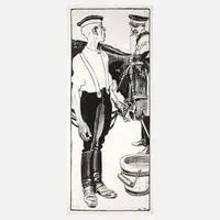 Eduard Thöny, "Tierschutz", Tusche auf Schabkarton und auf Karton kaschiert