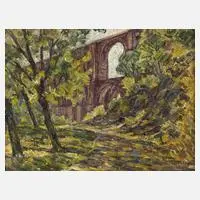 Fredo Bley, Göltzschtalbrücke, Öl auf Malkarton