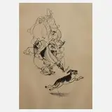 Josef Hegenbarth, "Die sieben Schwaben", Kreidelithographie