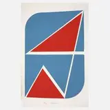 Hermann Glöckner, "Zeichen in Rot und Blau", Farbsiebdruck auf leichtem Karton