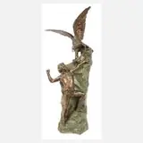 Théophile François Somme, Adlerjagd, Bronze in Kaltbemalung staffiert