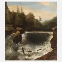 Allart van Everdingen, Landschaft mit Wasserfall, Öl auf Leinwand und Keilrahmen