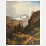 Joseph Bernardi, Sommerliche Alpenlandschaft, Öl auf Leinwand
