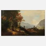 Eduard Agricola, Hirten in mediterraner Landschaft, Öl auf Leinwand
