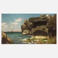 Edmund Berninger, An der Felsküste, Öl auf Leinwand und auf festem Karton kaschiert