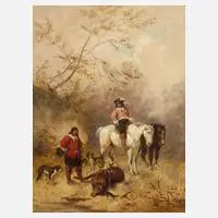 der Hirschjagd by Heinrich Breling, Öl auf Holzplatte, sold Dec 2025