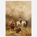 Heinrich Breling, der Hirschjagd, Öl auf Holzplatte