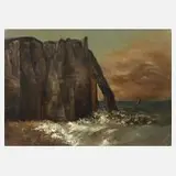 Gustave Courbet, d Ètretat, 1869, Kreideklippen mit der markanten Felsformation "Porte d’Aval" verewigte und die er