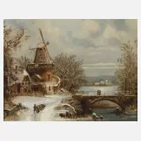 G. v. Emmerik, Holländische Winterlandschaft, 1853, Öl auf Leinwand