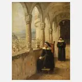 Herman Hartwich, sinnende und lesende Nonne, Öl auf Leinwand