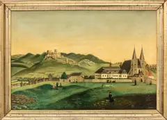 Pohľad na Spišskú Kapitulu so Spišským hradom by Springer, 1864, Olej na plátne, sold May 2022