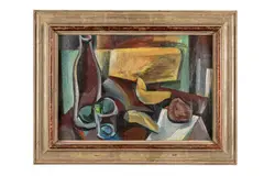 Ivan Štubňa, Zátišie s pohárom, 1957, Olej na kartóne