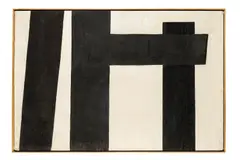 Rudolf Uher, Kompozícia v čiernej a bielej farbe, Okolo 1966, Nitrolak na preglejke