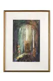 Janko Alexy, V kostole, 1944, Pastel na papieri