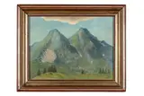 Mikuláš Galanda, Pohľad na Belanské Alpy (Tatry) (Ždiarska vidla a Havran), 1936, Olej na preglejke