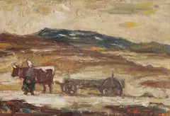 Mária Medvecká, S povozom, Okolo 1965, Olej na plátne