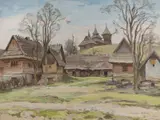 Jaroslav Votruba, Z ukrajinskej dediny na východnom Slovensku, 1952, Tempera na kartóne